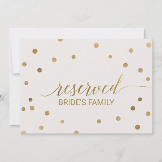Gouden Stippen "Gereserveerd" Bord Kaart (Voorkant)