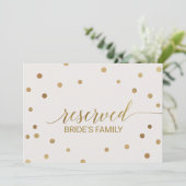 Gouden Stippen "Gereserveerd" Bord Kaart (Staand voorkant)