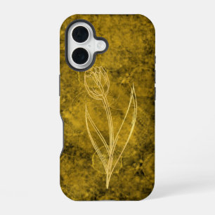 Gouden stippen glinsteren en tulp bloem iPhone 16 hoesje