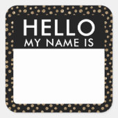 Gouden Stippen Hallo Mijn Naam Is Stickers (Voorkant)