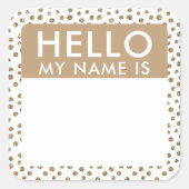 Gouden Stippen Hallo Mijn Naam Is Stickers (Voorkant)