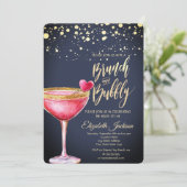 Gouden Stippen Martini Glas Hart Bruidsdouche Kaart (Staand voorkant)