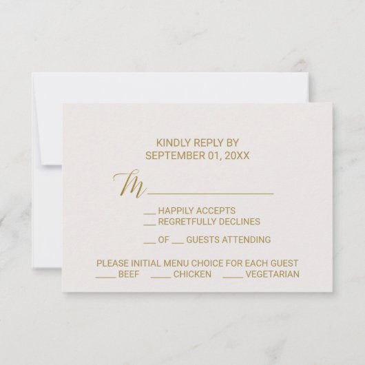 Gouden Stippen Menu Keuze RSVP Kaart (Achterkant)