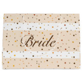 gouden stippen met beige strepen groot cadeauzakje (Voorkant)