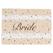 gouden stippen met beige strepen groot cadeauzakje (Achterkant)