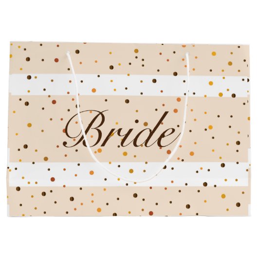 gouden stippen met beige strepen groot cadeauzakje (Achterkant)
