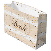 gouden stippen met beige strepen groot cadeauzakje (Achterkant Gekanteld)