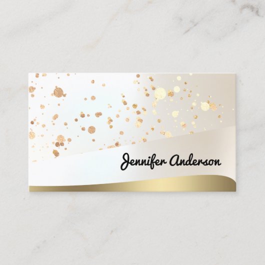 Gouden Stippen Modern Elegant Metallic Beauty Visitekaartje (Voorkant)