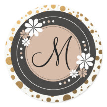 Gouden Stippen Monogram Stickers: Bloemen Lijst