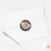 Gouden Stippen Monogram Stickers: Bloemen Lijst Ronde Sticker (Envelop)