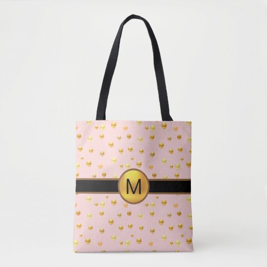 Gouden Stippen op Roze Tote Bag (Voorkant)
