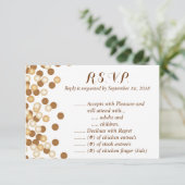 Gouden stippen op witte sterrenstof R.S.V.P. RSVP Kaartje (Staand voorkant)