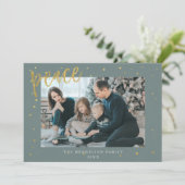 Gouden Stippen Sage Green Christmas Holiday Kaart (Staand voorkant)