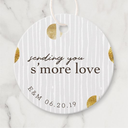 Gouden Stippen S'more Liefde Trouwronde Bedankjes Labels (Voorkant)