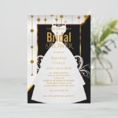 Gouden Stippen, zwart-wit bruidsuitnodiging Kaart (Staand voorkant)