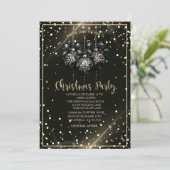 Gouden Stippen, Zwarte Kerstballen Bedrijf Kerst Kaart (Staand voorkant)