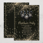 Gouden Stippen, Zwarte Kerstballen Bedrijf Kerst Kaart (Voorkant / Achterkant)