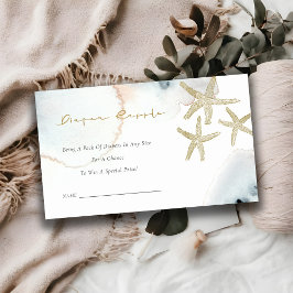 Gouden Stof Blauw Zeester Luier Raffle Baby Shower Informatiekaartje