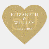 Gouden Stof Confetti 50ste Verjaardag Hart Sticker (Voorkant)