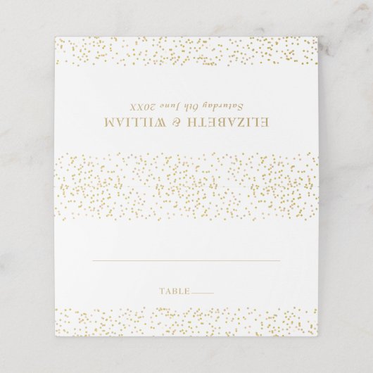 Gouden Stof Confetti Bruiloft Plaatskaartje (Buitenkant ongevouwen)