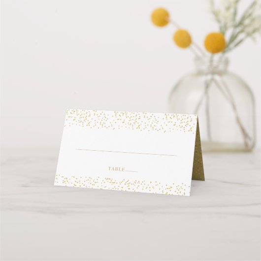 Gouden Stof Confetti Bruiloft Plaatskaartje (Voorkant)
