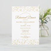 Gouden Stof Confetti Bruiloftsprobediner Kaart (Staand voorkant)
