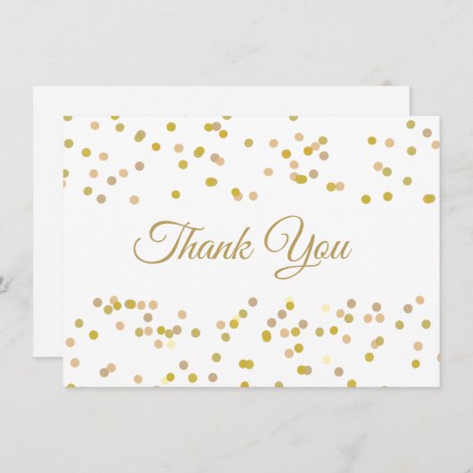 Gouden Stof Confetti Dank Je Bedankkaart (Voorkant / Achterkant)