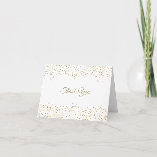Gouden Stof Confetti Elegant Script Bedankt Kaart (Voorkant)