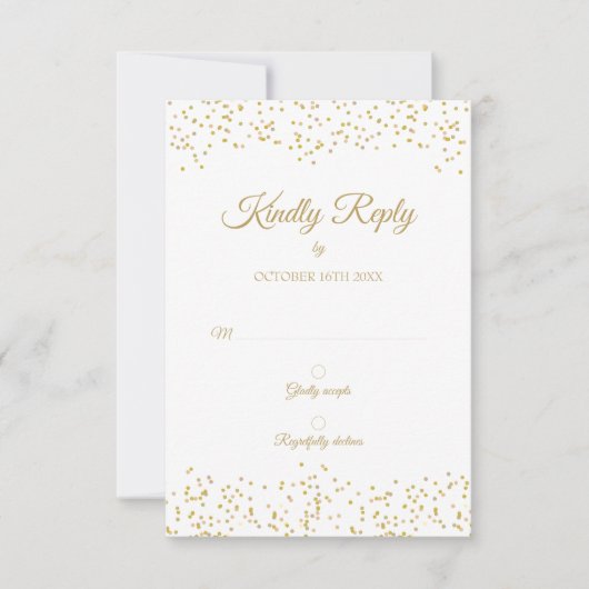 Gouden Stof Confetti Elegante Chic Jubileum RSVP (Voorkant)