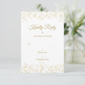 Gouden Stof Confetti Elegante Chic Jubileum RSVP (Staand voorkant)