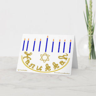 Gouden Stof Font Ster van David Menora Hanukka Feestdagen Kaart