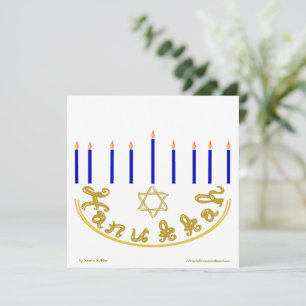 Gouden Stof Font Ster van David Menora Hanukka Kaart
