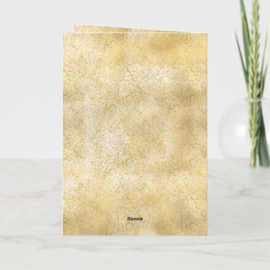 Gouden Stof Glans Confetti Rode Strik Kerstbellen Kaart (Achterkant)