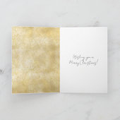 Gouden Stof Glans Confetti Rode Strik Kerstbellen Kaart (Binnen)