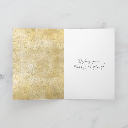 Gouden Stof Glans Confetti Rode Strik Kerstbellen Kaart (Binnen)