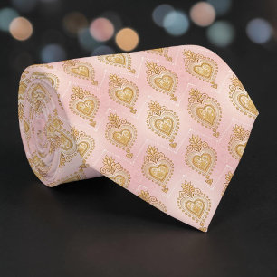 Gouden & Stof Roze Elegante Hart Custom Heren Das
