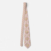 Gouden & Stof Roze Elegante Hart Custom Heren Das (Achterkant)