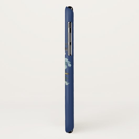 Gouden Stof Stofblauw Nevelroze Bloemen Monogram Case-Mate iPhone Case (Achterkant/links)