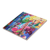 Gouden Stofdag Hawaïaanse Gecko met Orchideeën Tegeltje (Zijkant)