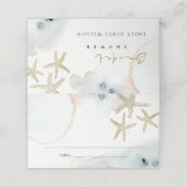 Gouden stoffige blauwe strand sterappel bruidsdouc plaatskaartje (Buitenkant ongevouwen)