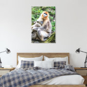 Gouden Stompneusaap met Baby Canvas Afdruk (Insitu (Slaapkamer))