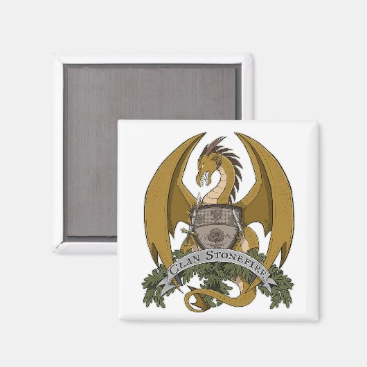 Gouden Stonefire Dragon Crest Magnet (Voorkant / Achterkant)