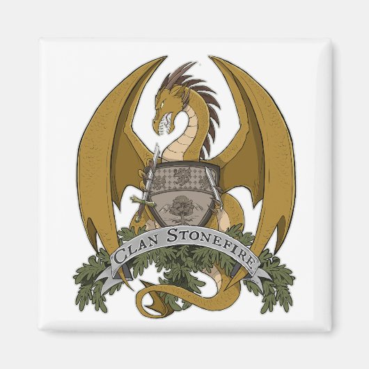 Gouden Stonefire Dragon Crest Magnet (Voorkant)