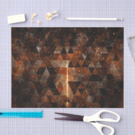 Gouden straal in geometrisch glinsterend heelal tissuepapier