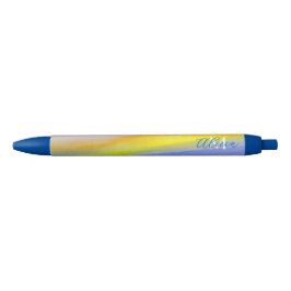 Gouden Straal Moderne Abstracte Kunst Blauwe Inkt Pen