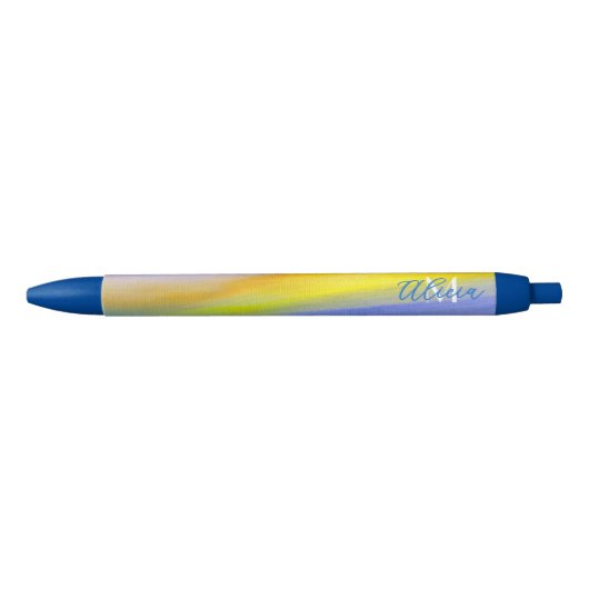 Gouden Straal Moderne Abstracte Kunst Blauwe Inkt Pen (Voorkant)