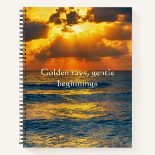 Gouden Stralen Zachte Beginnen Zonnestraal Oceaan Notitieboek
