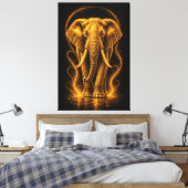 Gouden Stralende Olifant Kunst Canvas Afdruk (Insitu (Slaapkamer))