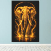 Gouden Stralende Olifant Kunst Canvas Afdruk (Insitu (Houten vloer))
