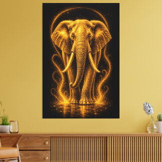 Gouden Stralende Olifant Kunst Canvas Afdruk